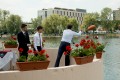 A köztársasági elnök és a város polgármestere közösen avatták fel a megújult Csónakázó-tavat